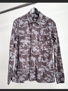 AllSaints Ordnance Grey Camo Zip Utility Shacket L Gorpcore